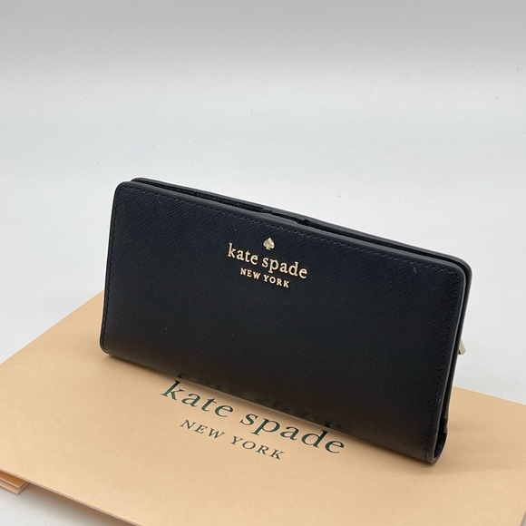 Kate Spade Large Slim Bifold Wallet Black - Picture 3 of 8
